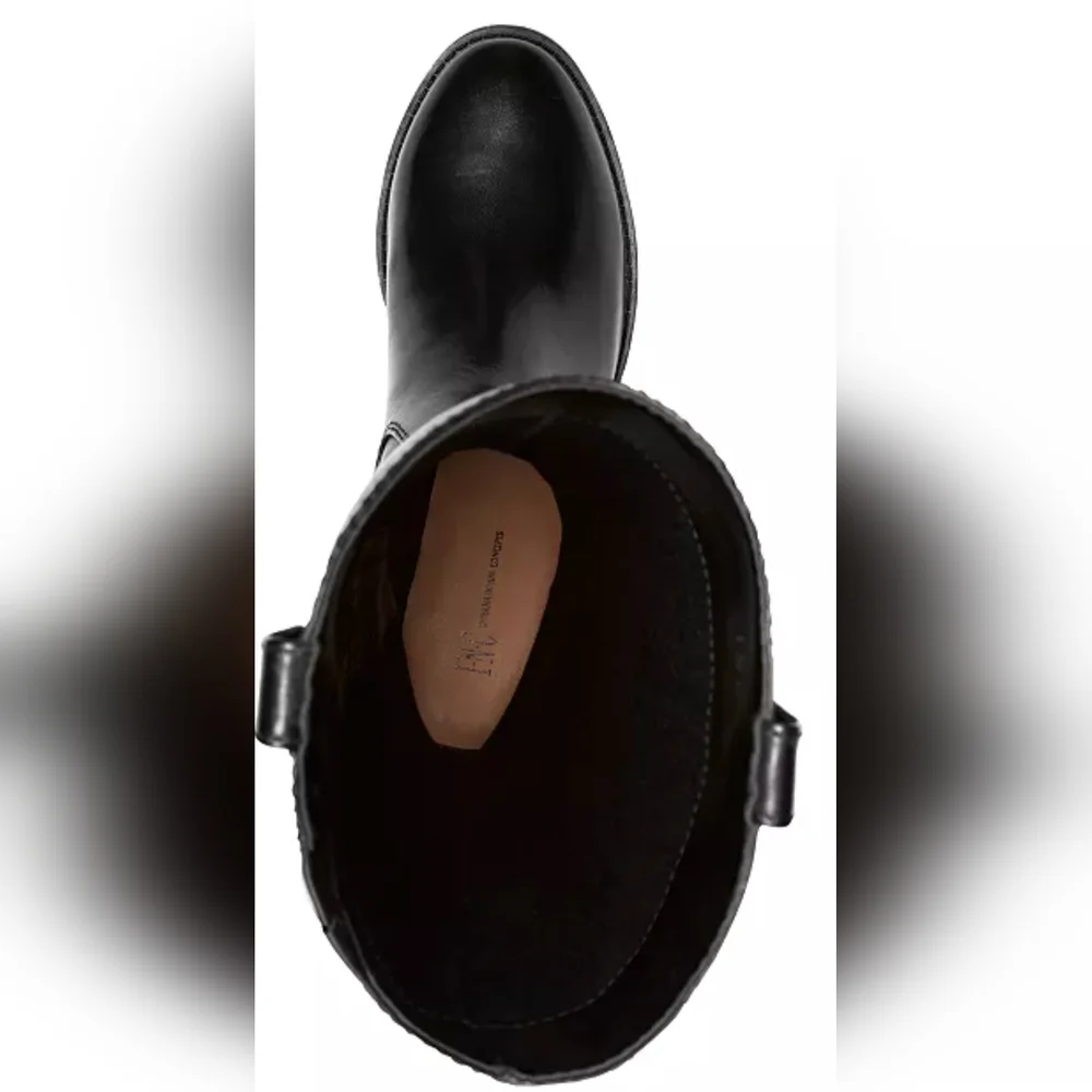 INC Fawne Black Leather Riding Leather Boots, Size 6M, Reg Cal